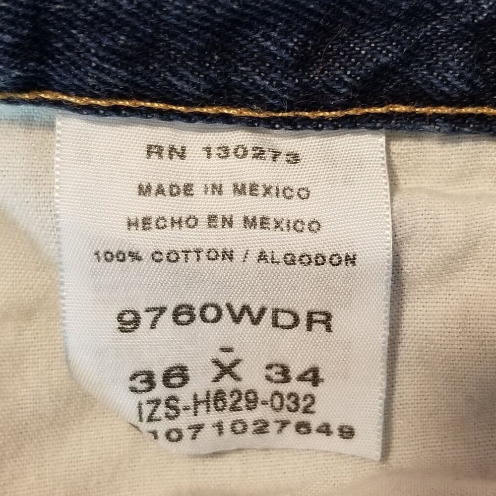WRANGLER Heavyweight 5 Pocket Straight Leg Denim Jeans Blue Size 36 x 34 ~ 4529 - Picture 5 of 6